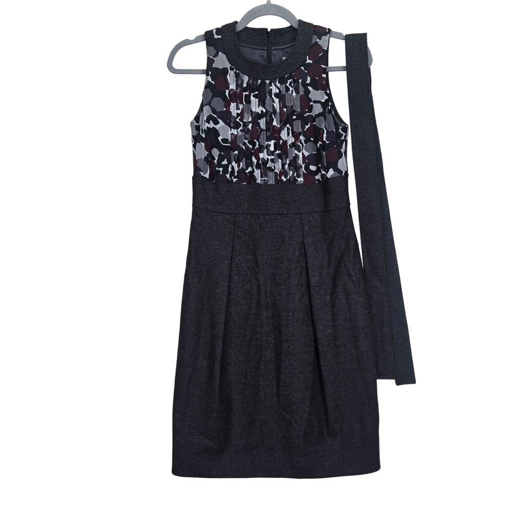 Burberry London Wool Cashmere Angora Silk Dress Size 4 Sheath Sleeveless Belt